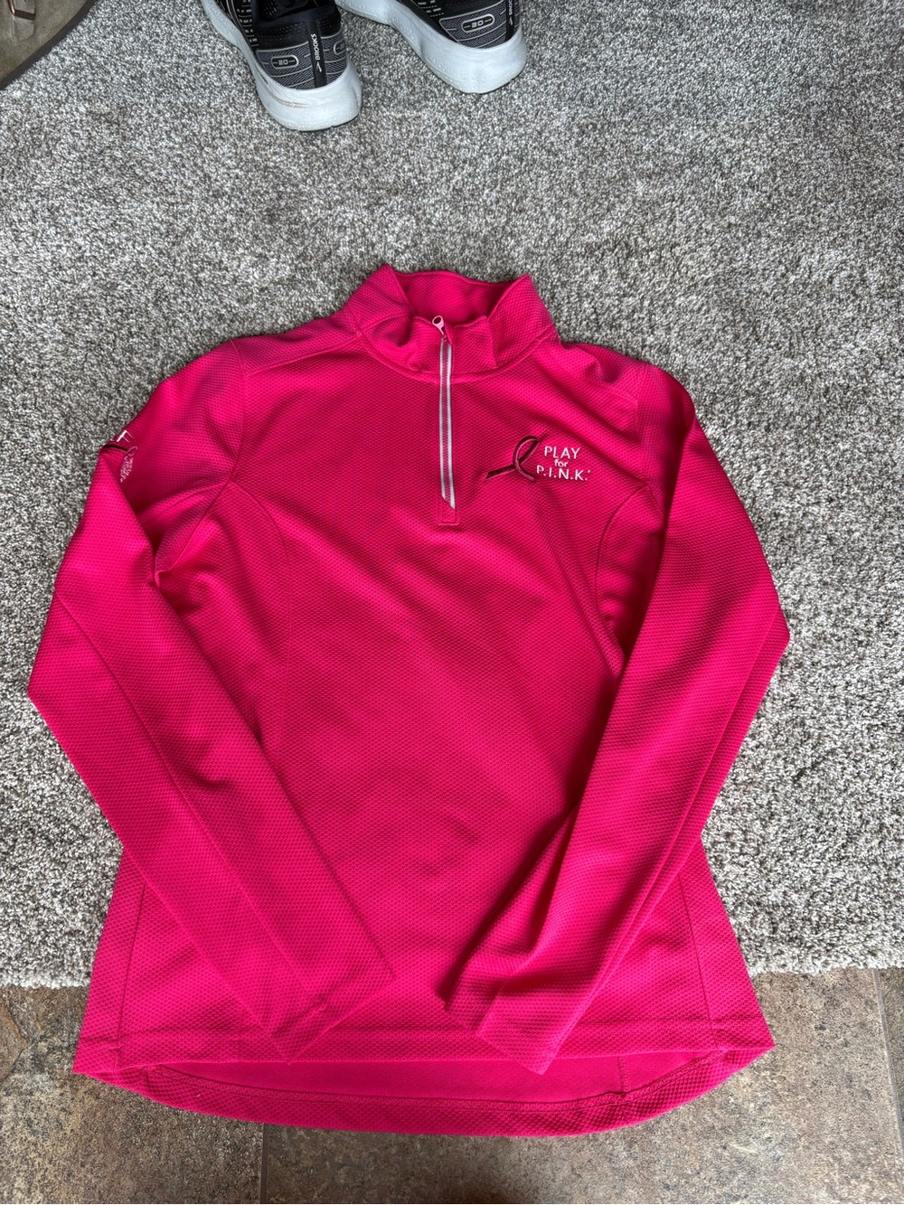 Sport-Tek Bright Pink Play for P.I.N.K. Quarter-Zip